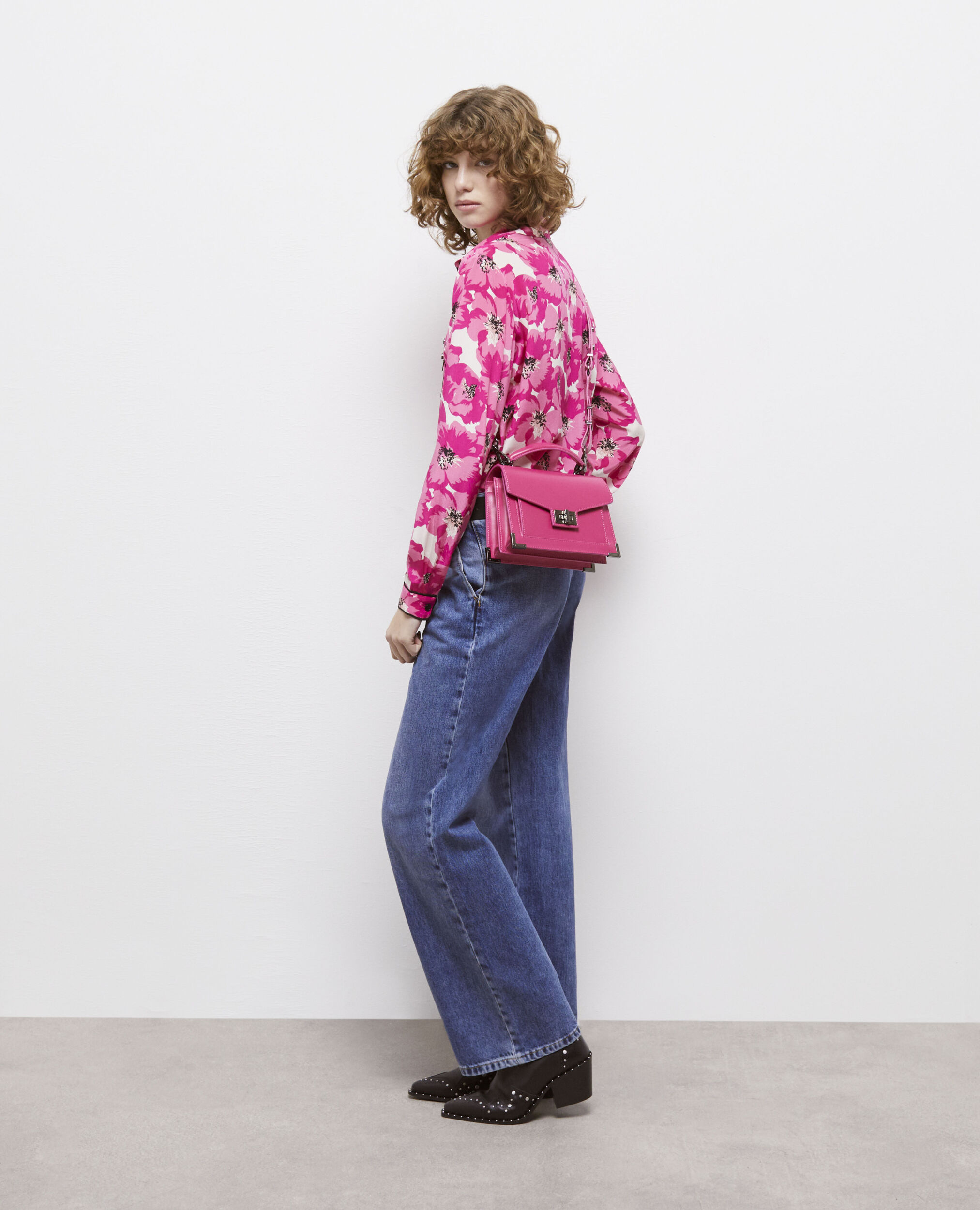 Silk printed shirt, PINK, hi-res image number null