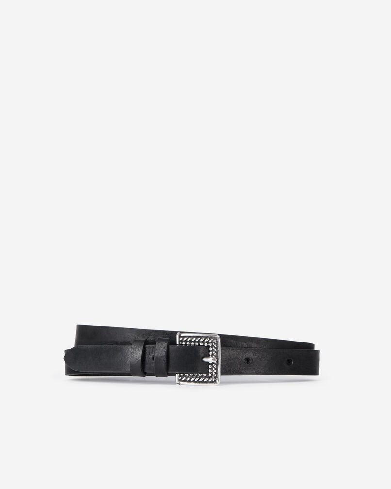 The Kooples MEN BLACK thin black leather belt