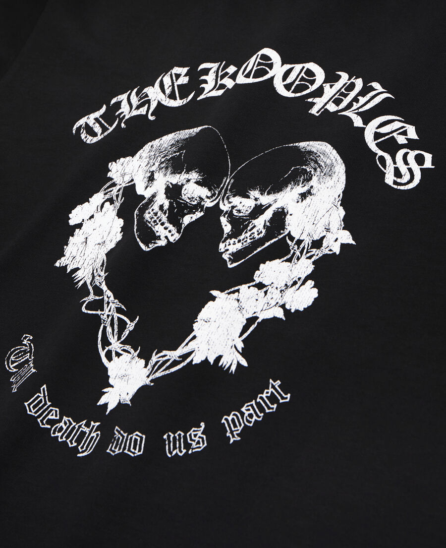 The Kooples H BLACK black t-shirt with skull heart serigraphy