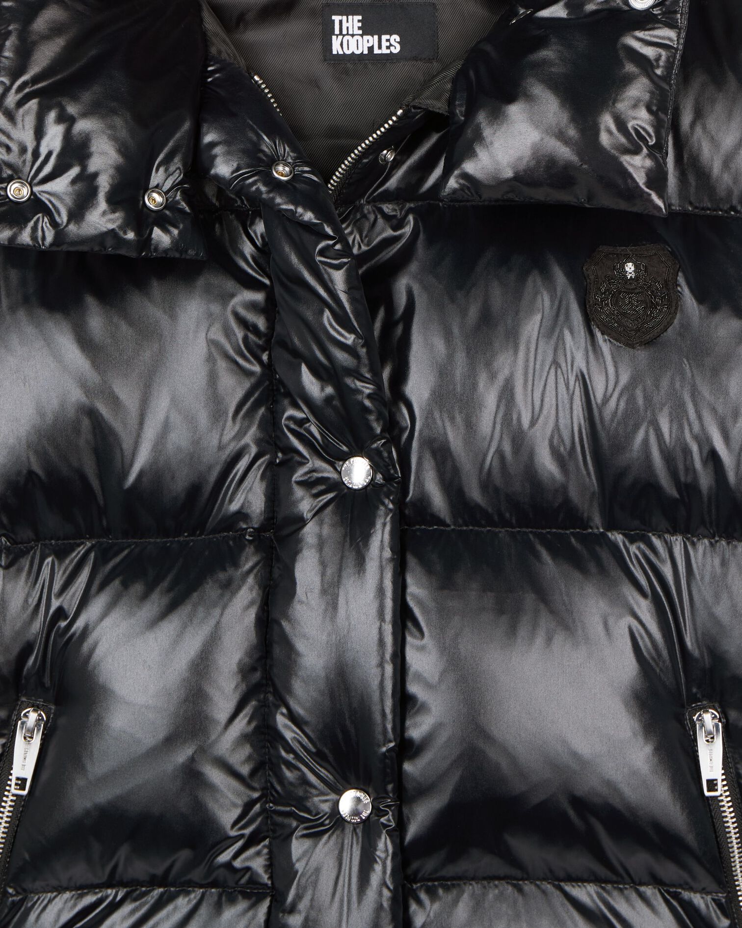 Black down jacket with detachable sleeves, BLACK, hi-res image number null
