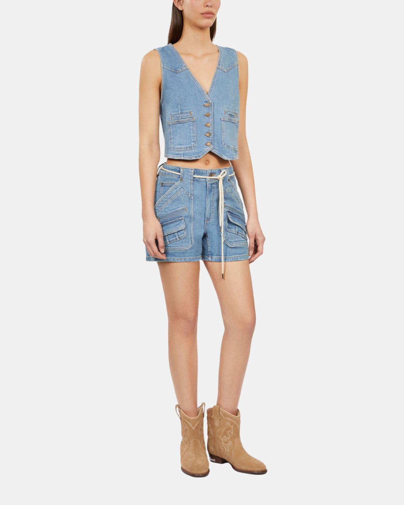 The Kooples MUJER BLUE chaleco azul denim
