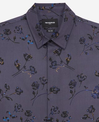 The Kooples H BLUE BLACK flowing printed shirt gray floral print