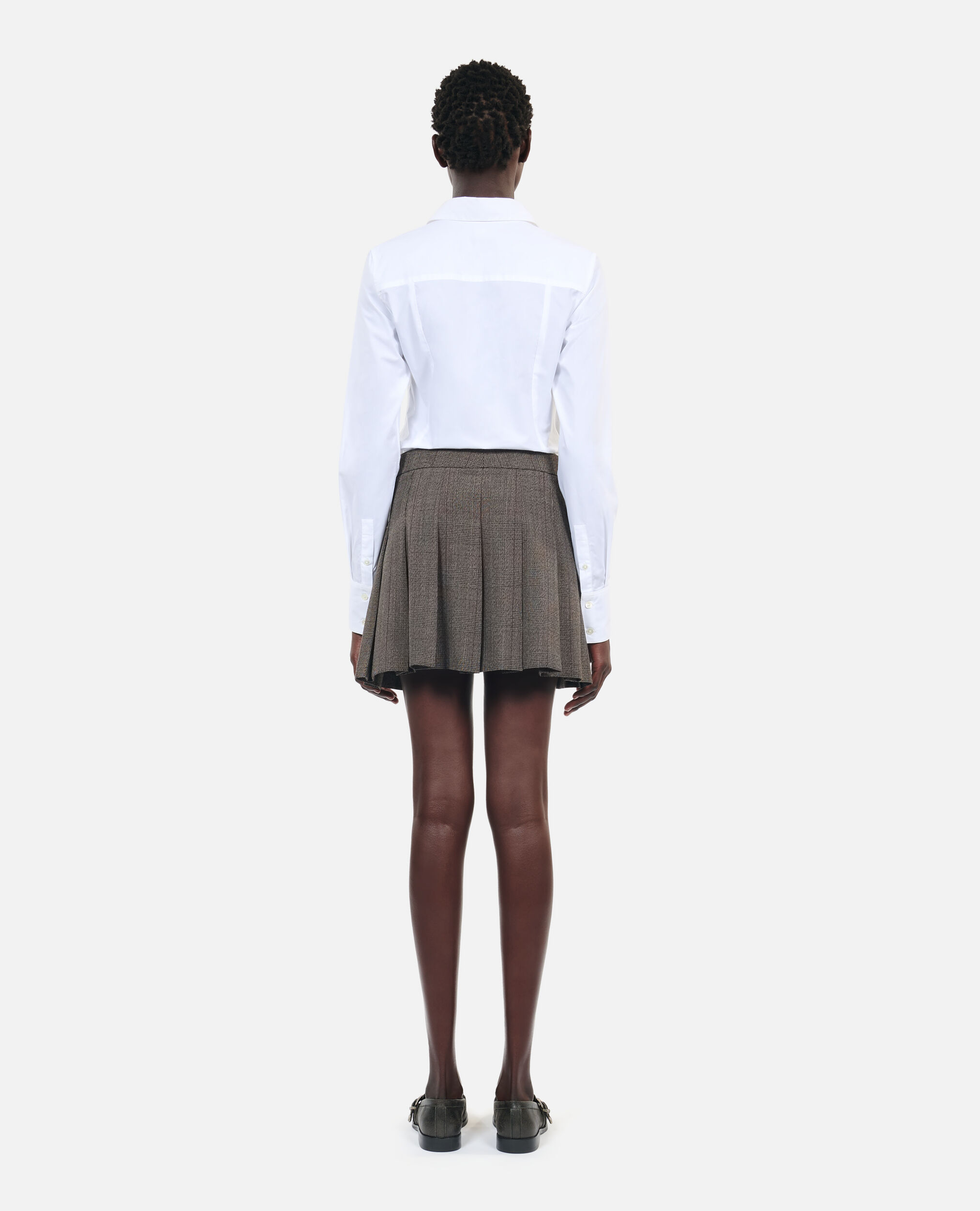 Prince of Wales short pleated wool wrap skirt