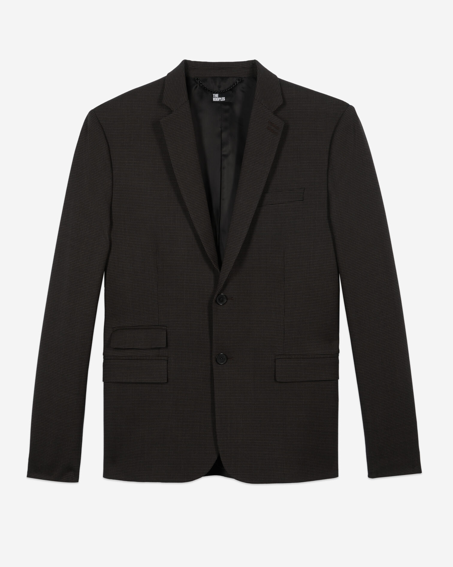 Brown houndstooth wool suit jacket, BROWN / BLACK, hi-res image number null