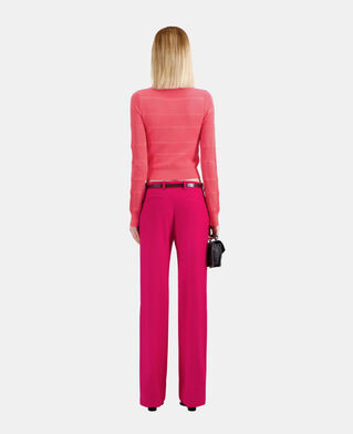 The Kooples FEMME RETRO PINK pull en maille ajour&eacute;e fuchsia