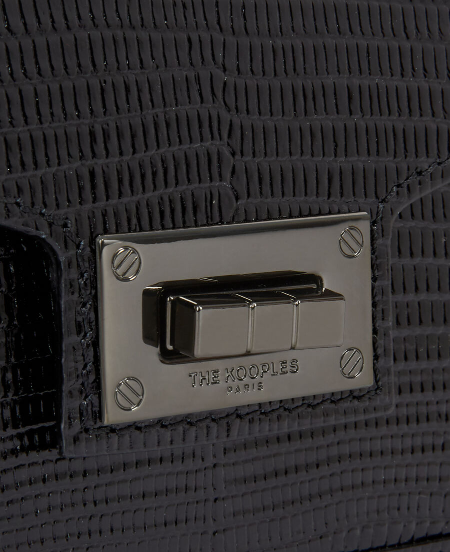 sac emily small en cuir noir effet lézard