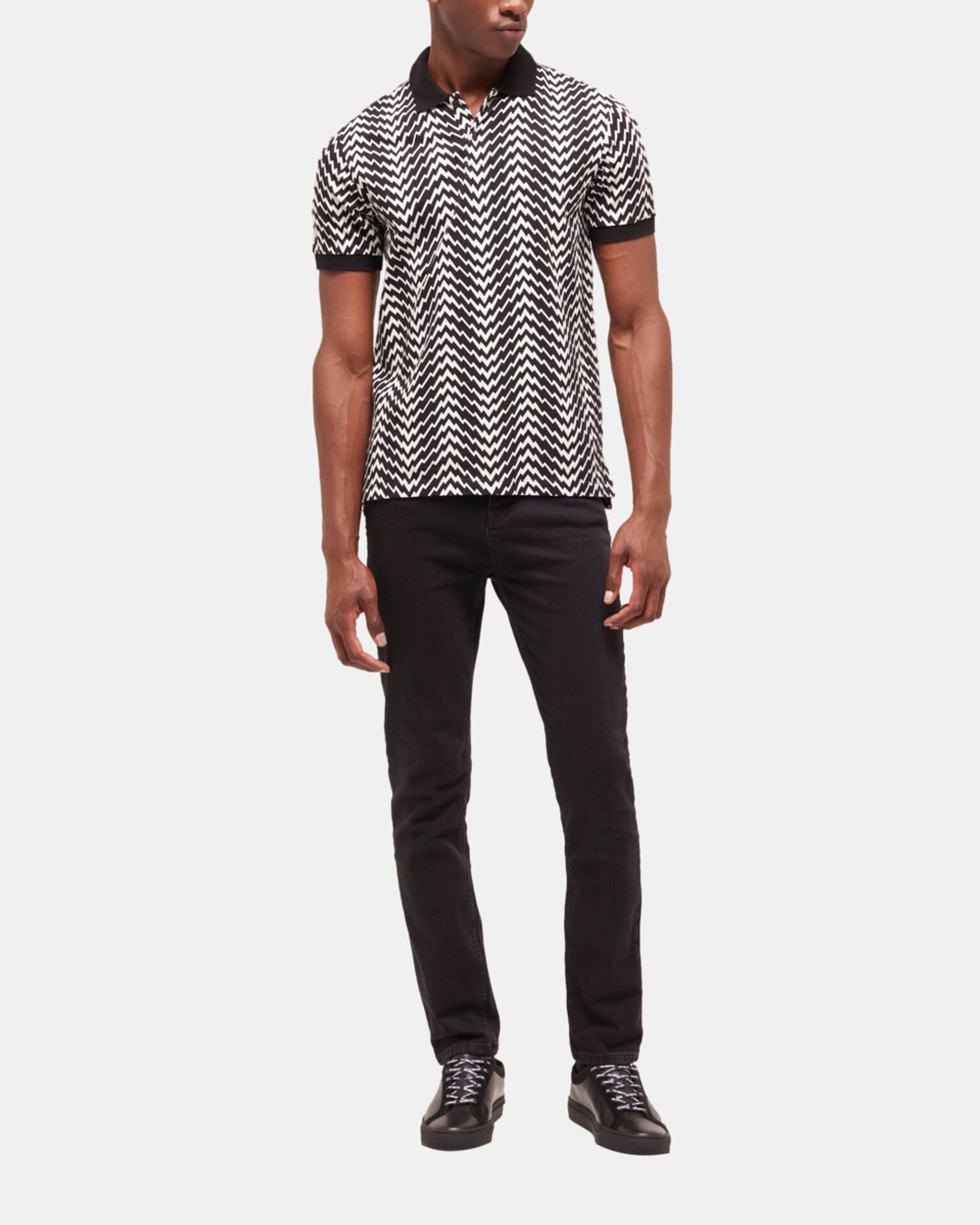 Poloshirt mit Print, BLACK / WHITE, hi-res image number null