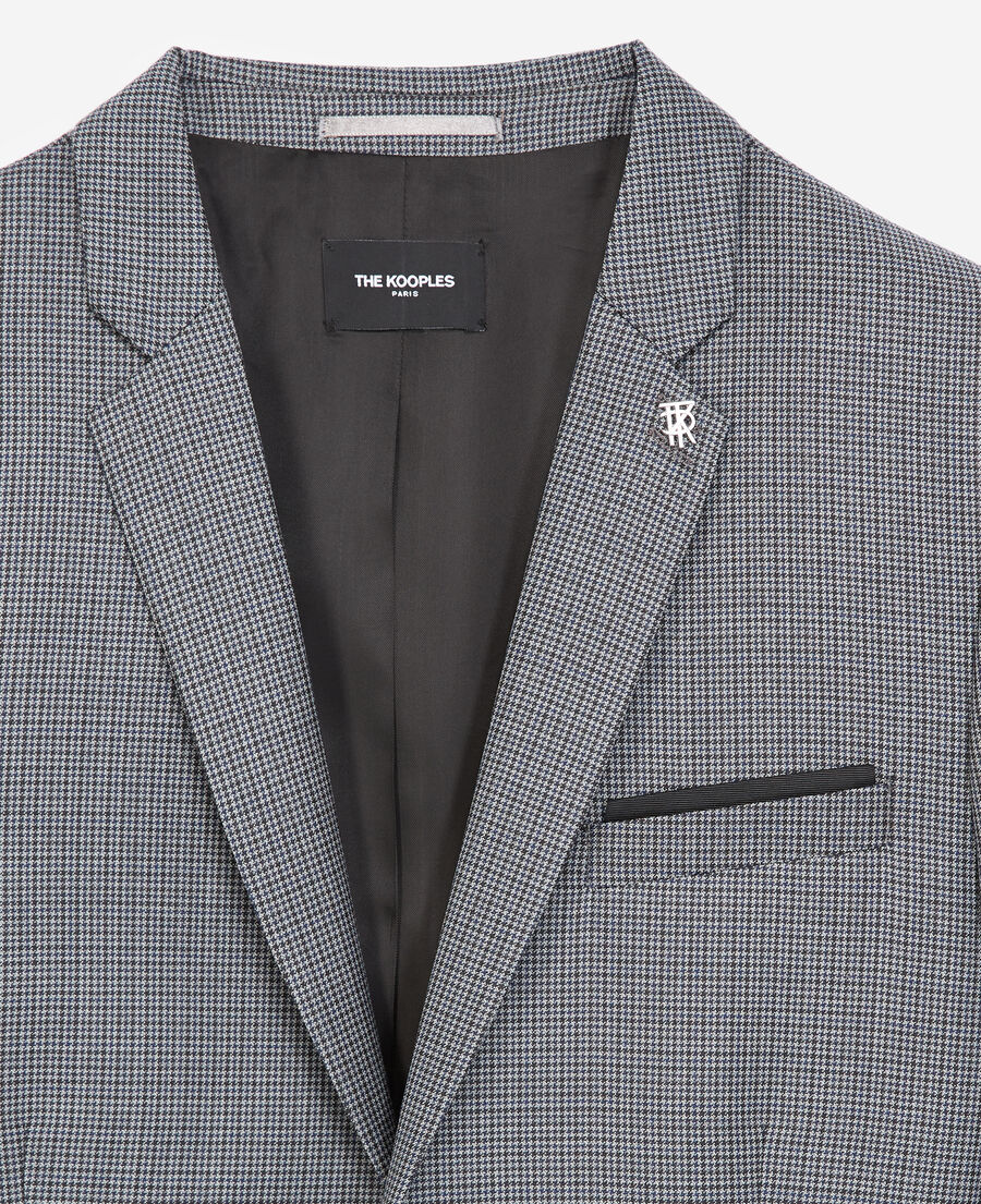 grey wool jacket with houndstooth motif
