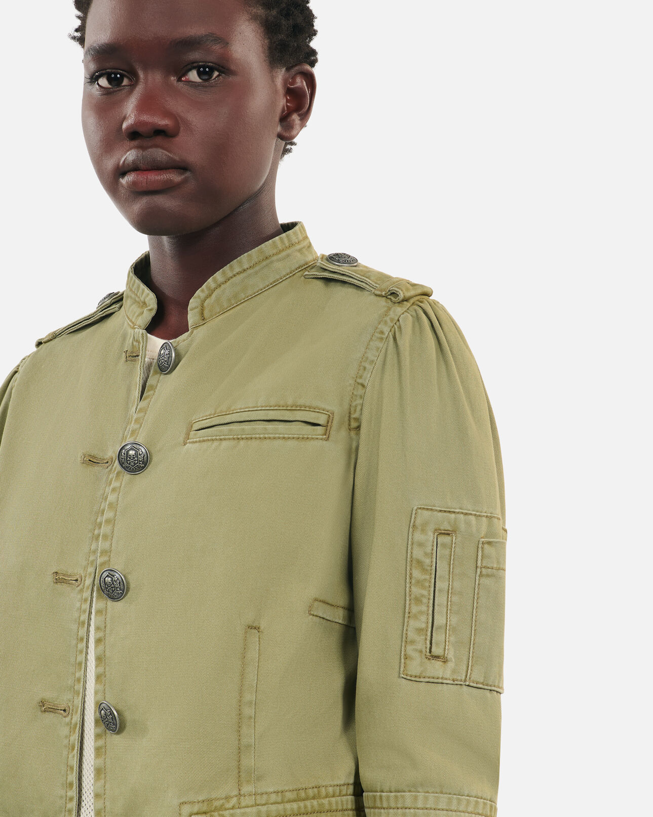 The Kooples WOMEN OLIVE NIGHT khaki officer style jacket