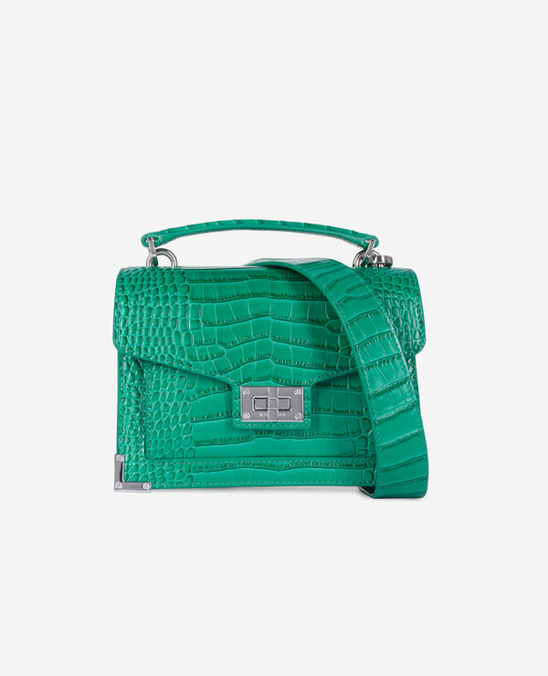 kleine handtasche emily aus grünem leder