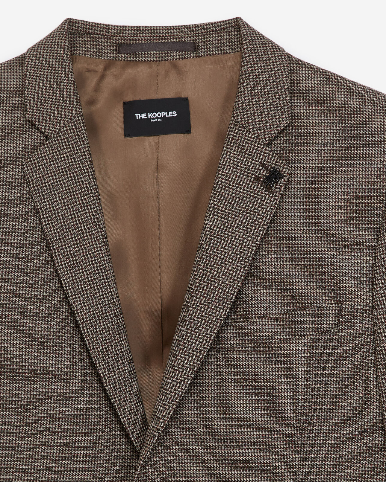 The Kooples HOMME BLACK RED OFF WHITE veste laine marron et rouge à carreaux