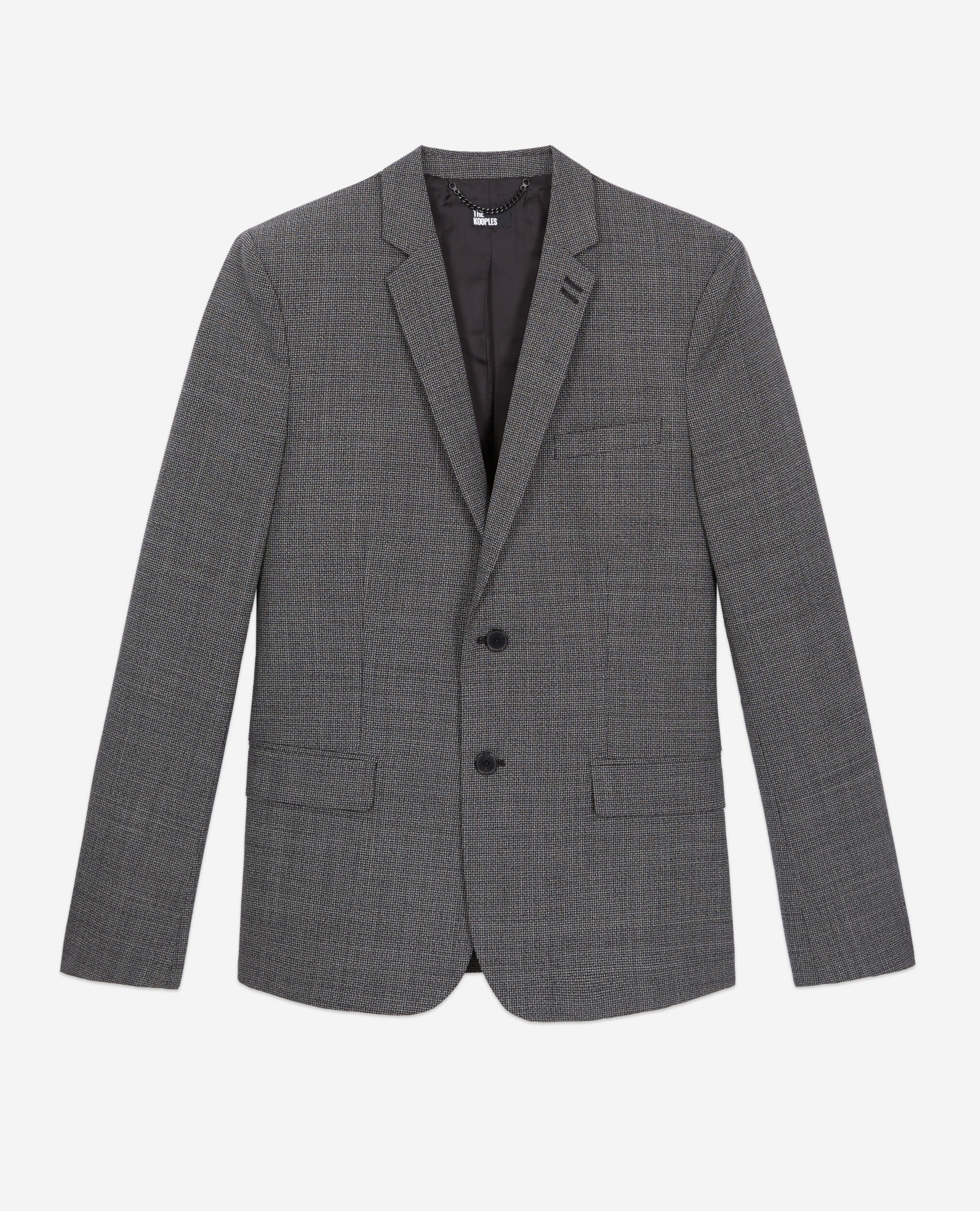 Schwarze Anzugjacke aus Wolle mit Motiven, BLACK-ECRU, hi-res image number null