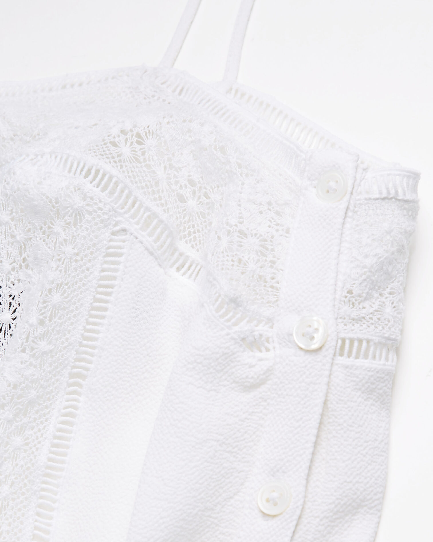 Robe longue blanche sans manches dentelle, WHITE, hi-res image number null