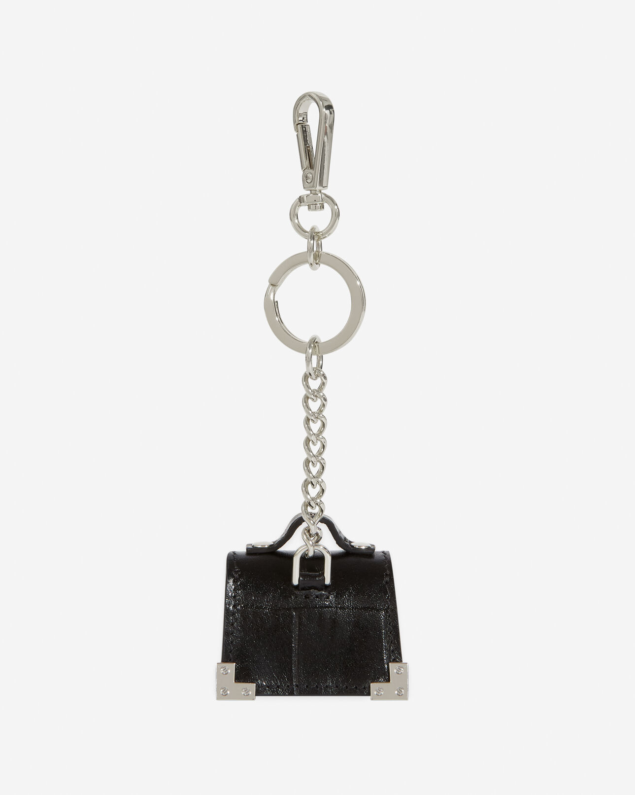The Kooples DAMEN BLACK silberfarbener schlüsselanhänger emily mit schwarzer mini-tasche