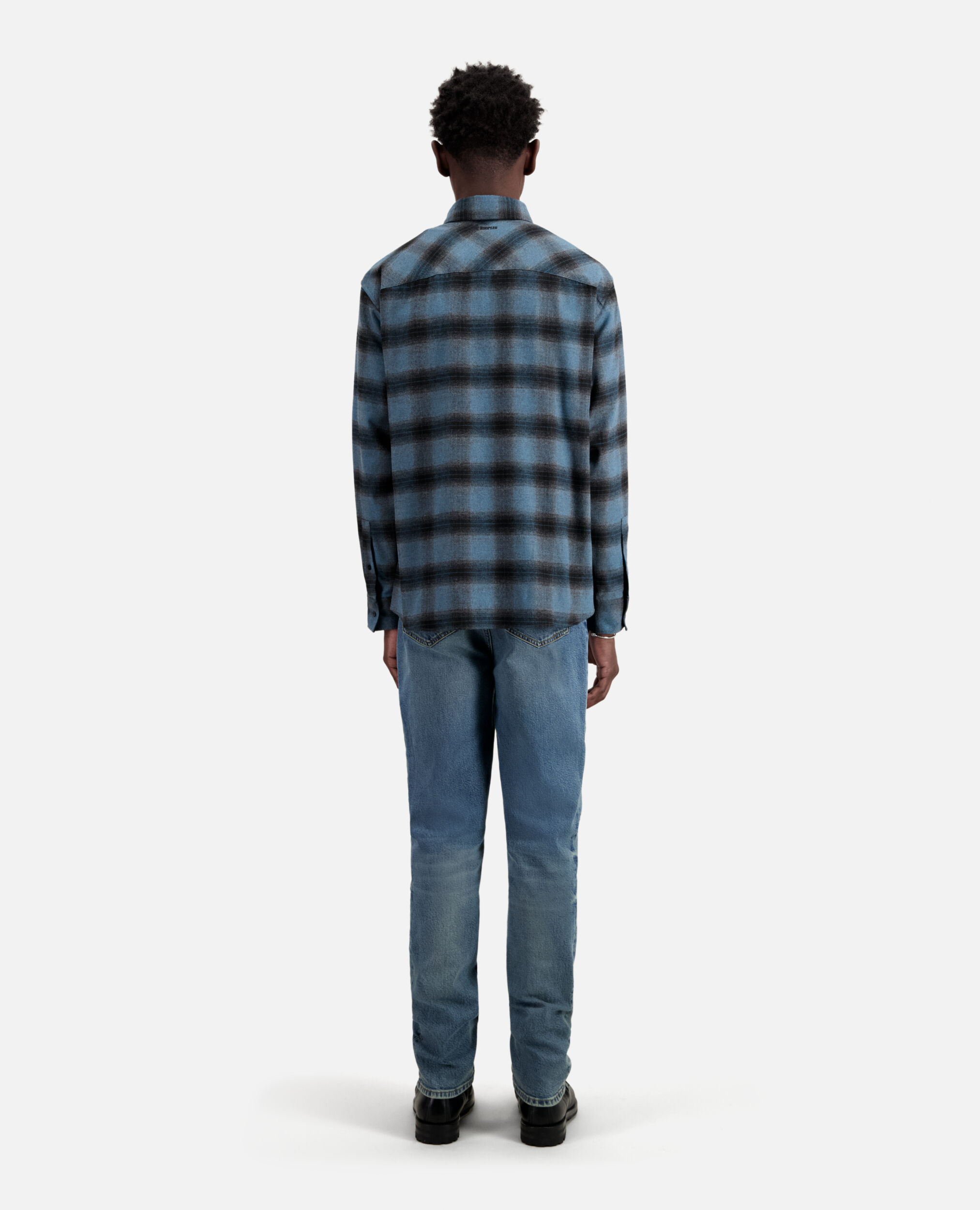 Blue checkered shirt, ELECTRIC BLUE/BLACK, hi-res image number null