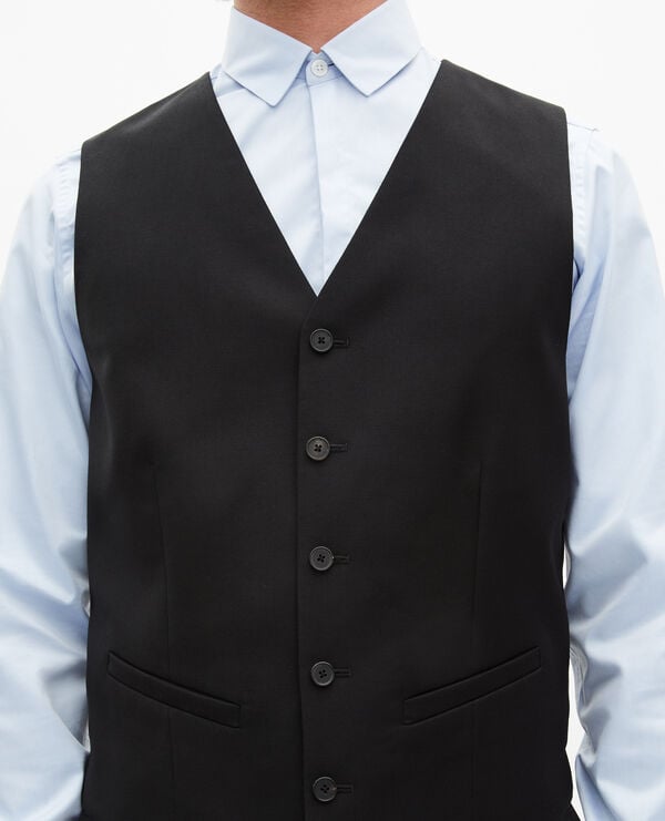 The Kooples MEN BLACK black suit vest in wool tailored cut