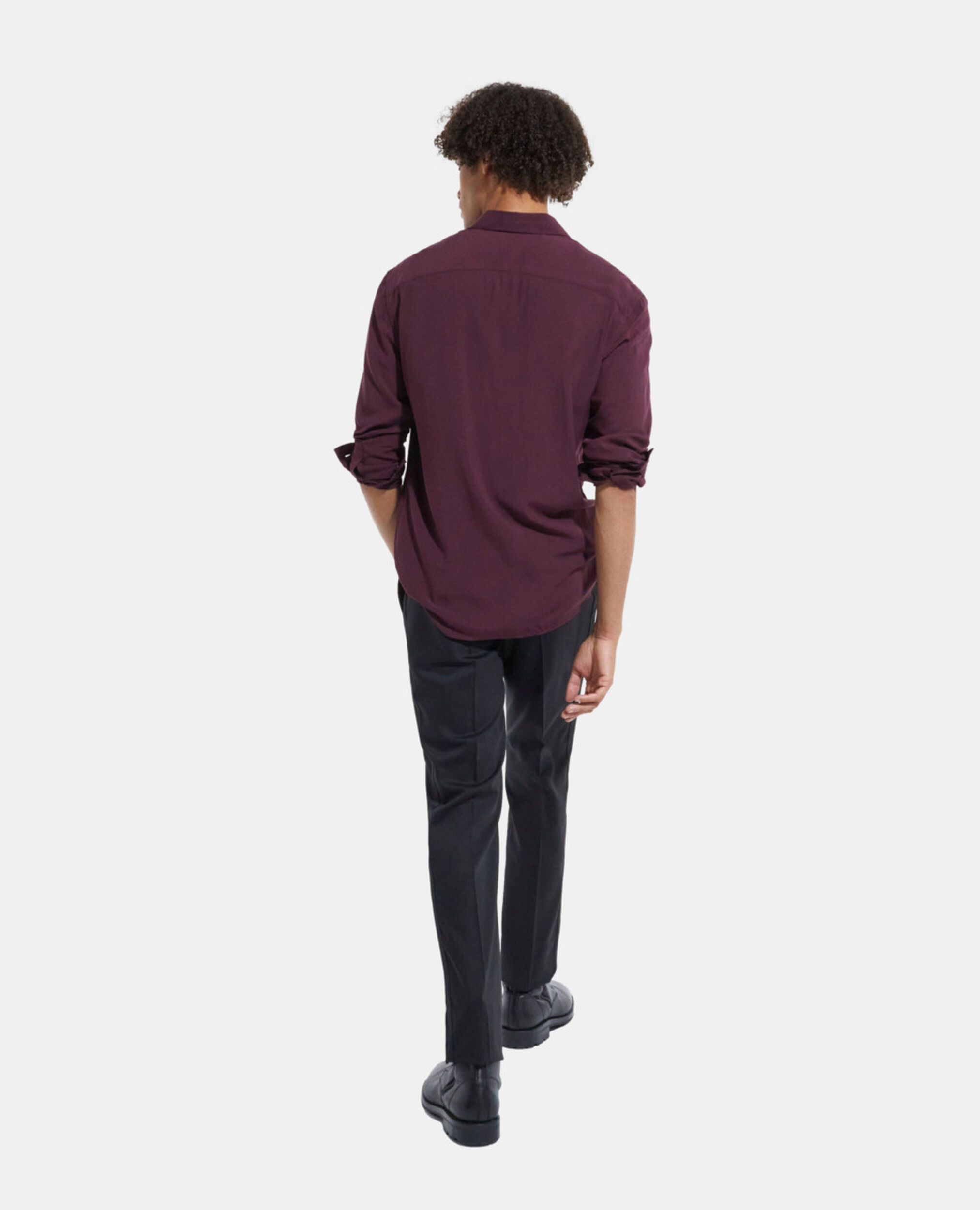 Red shirt with classic collar, BURGUNDY, hi-res image number null