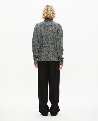 The Kooples HERREN BLACK WHITE mouliné-rollkragenpullover in schwarz und weiß