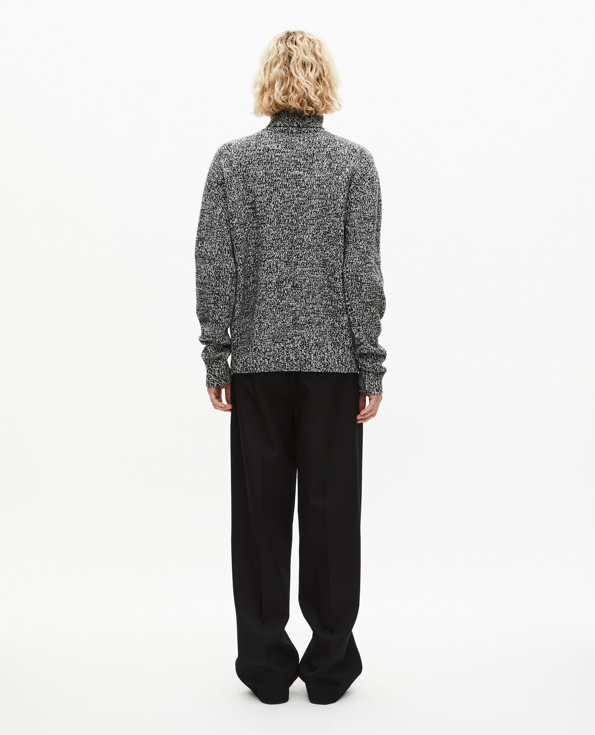 Mouliné-Rollkragenpullover in Schwarz und Weiß, BLACK WHITE, hi-res image number null