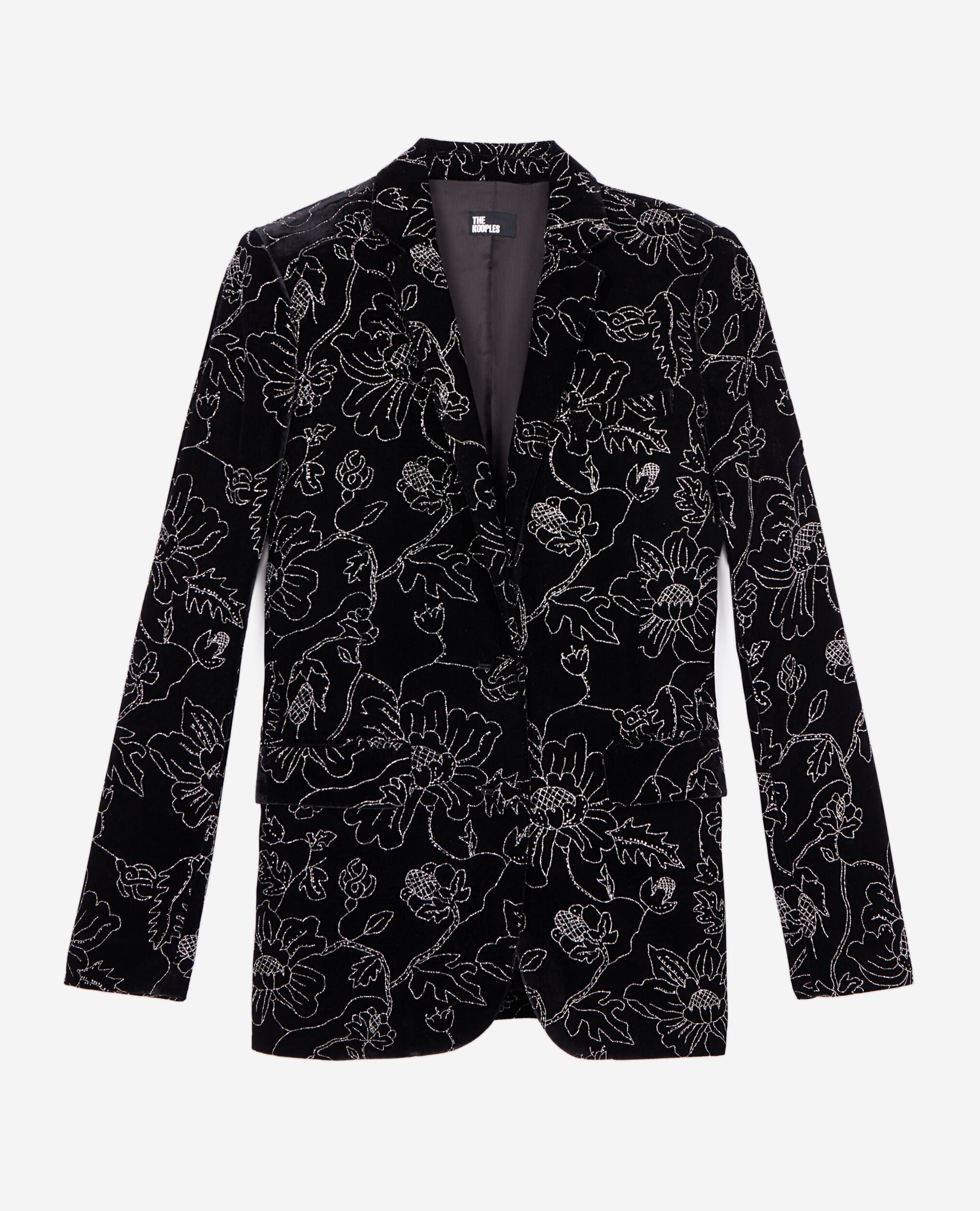 Black velvet suit jacket, BLACK, hi-res image number null