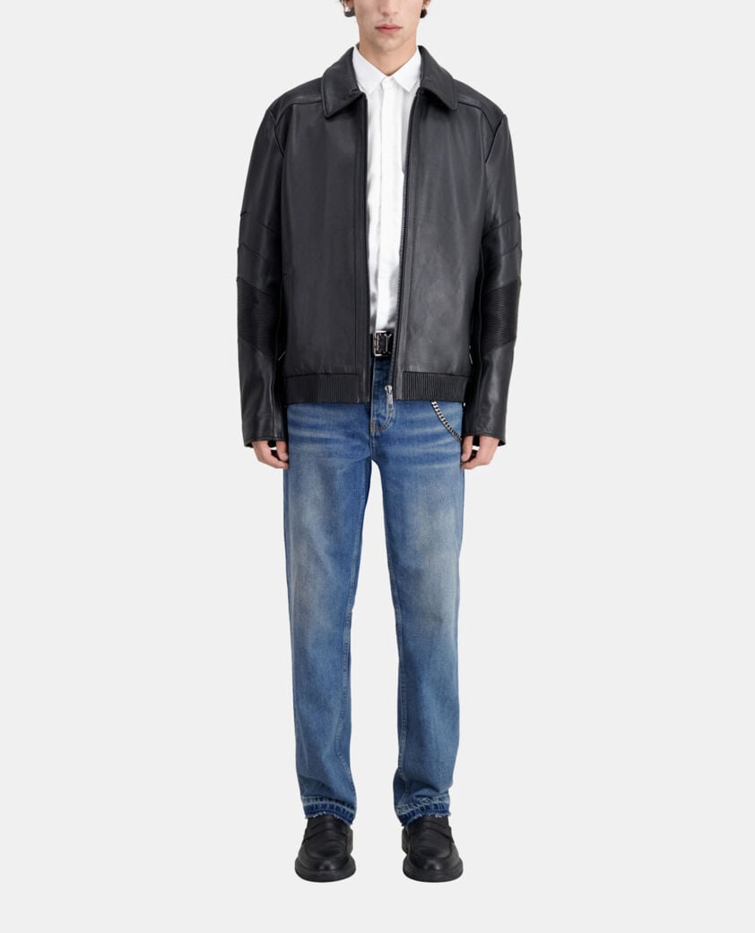 The Kooples MEN BLACK black leather biker jacket