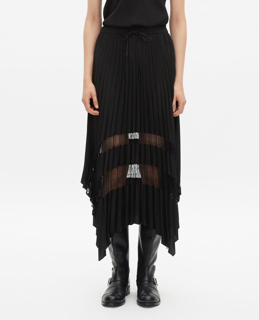 The Kooples F BLACK long black pleated skirt