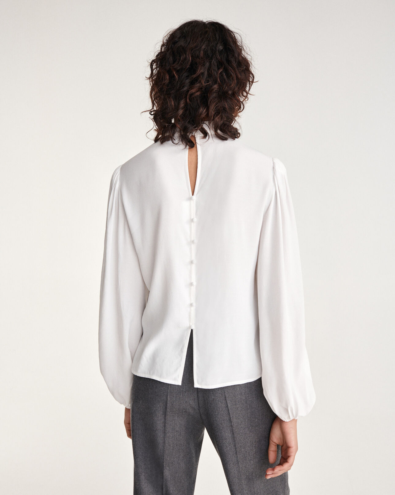 The Kooples MUJER WHITE top fluido blanco cuello alto