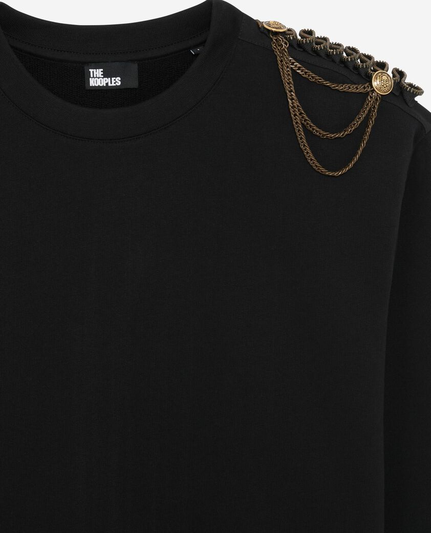 The Kooples WOMEN BLACK WASHED sweatshirt with black chains