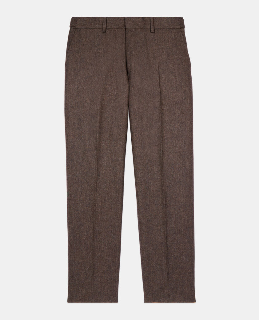 The Kooples HOMME BROWN pantalon de costume en laine m&eacute;lang&eacute;e marron