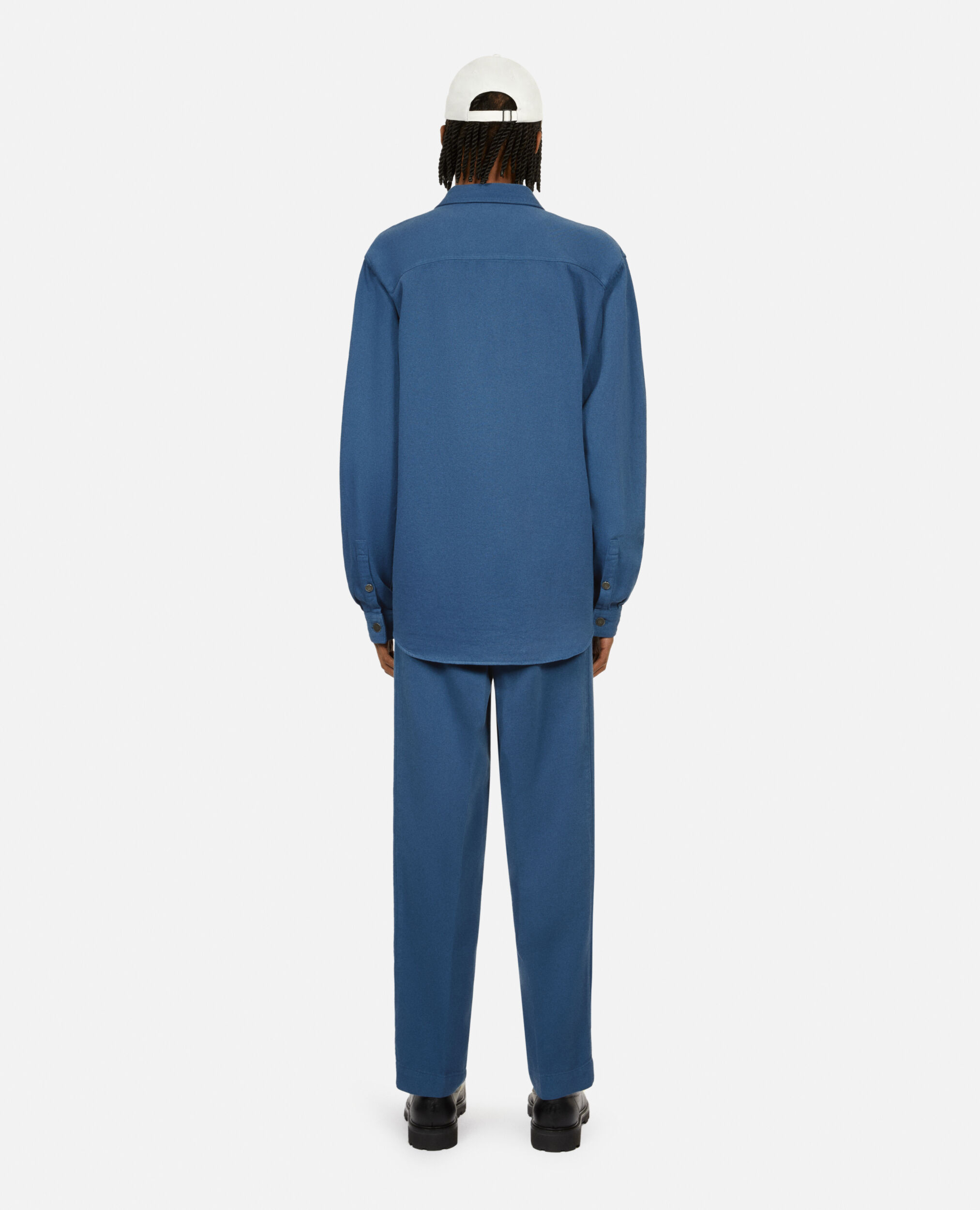 Blaues Hemd aus Leinen und Baumwolle, MIDDLE NAVY, hi-res image number null