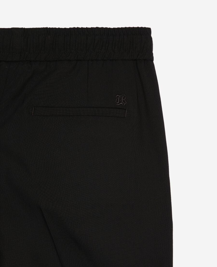 The Kooples MEN BLACK black wool straight elasticated trousers