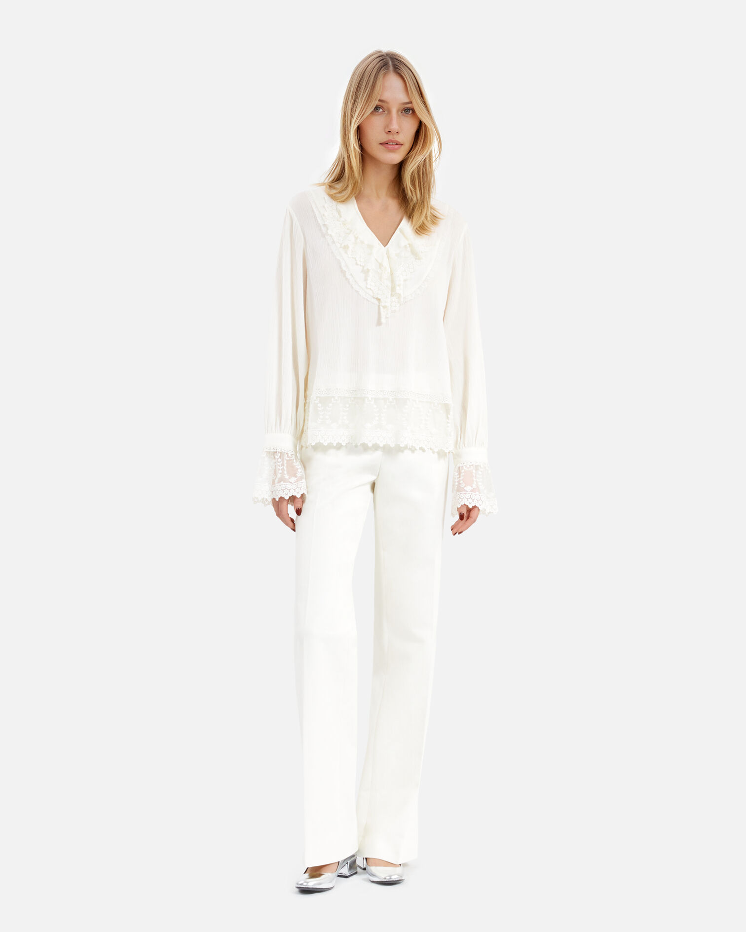 Blouse avec guipure écru, ECRU, hi-res image number null