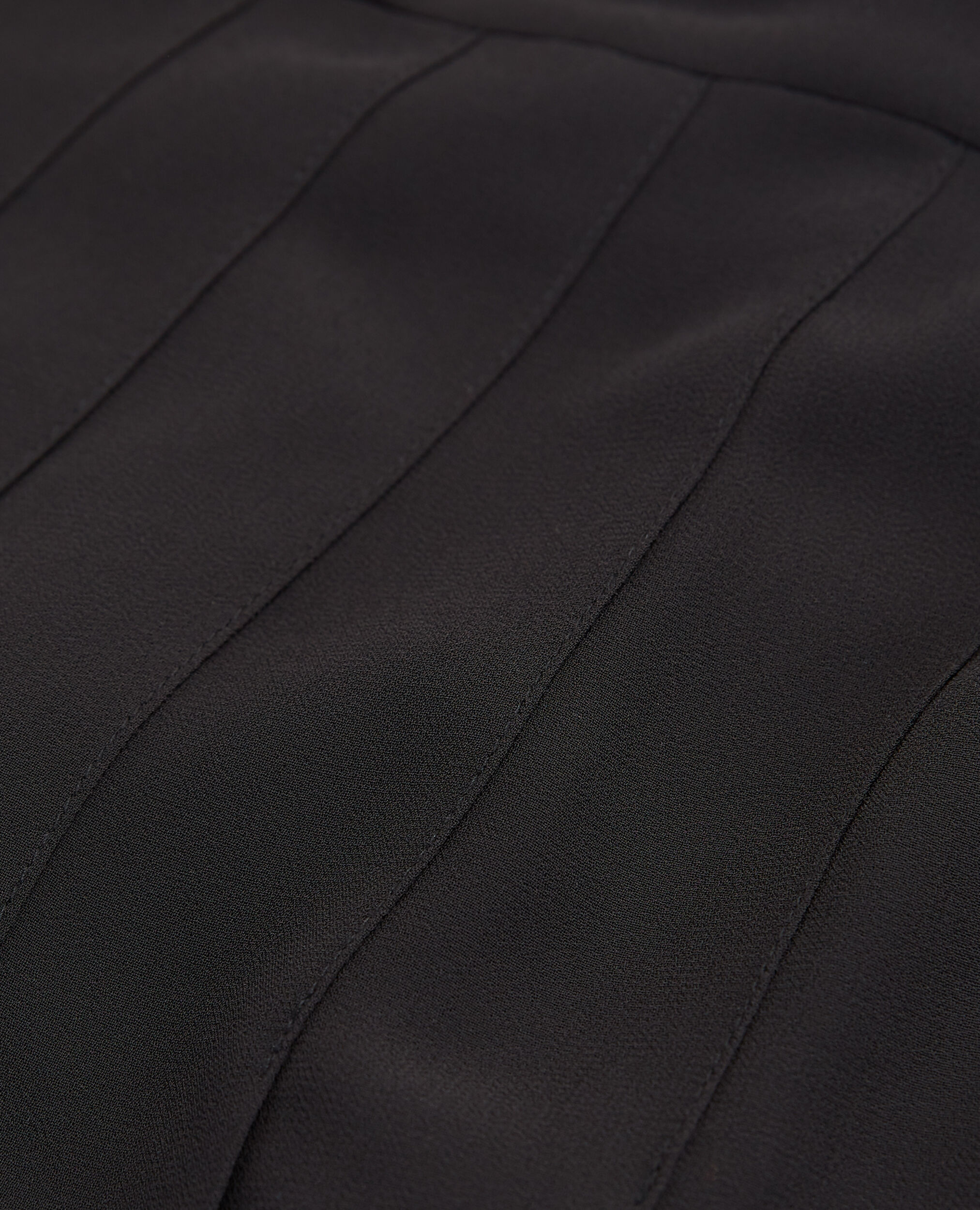 Robe longue noire plissée boutons épaule, BLACK, hi-res image number null