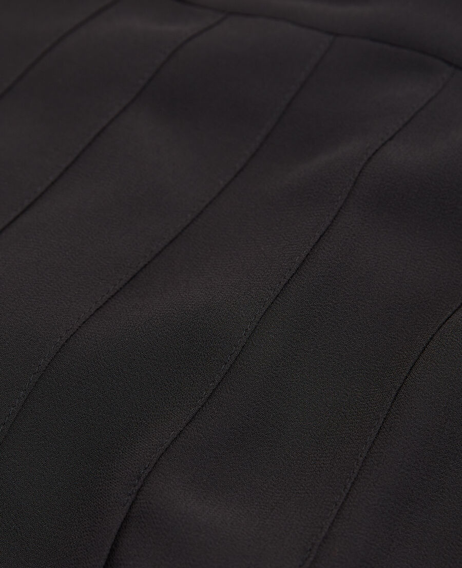 pleated long black dress w/ shoulder buttons