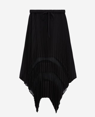 The Kooples WOMEN BLACK long pleated skirt with black lace