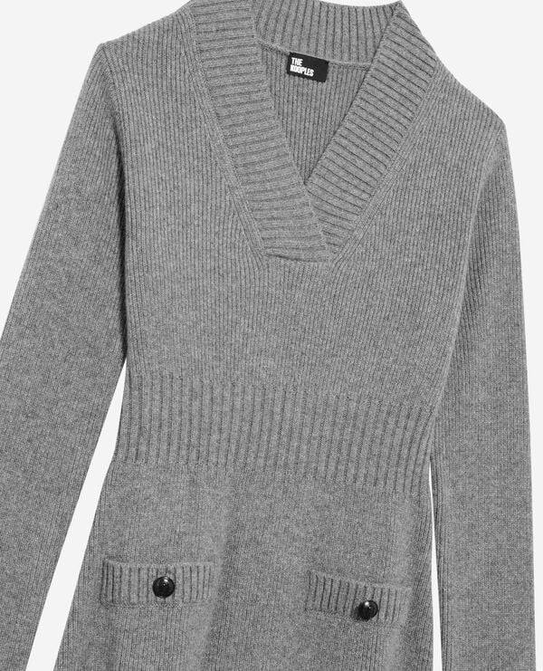 The Kooples FEMME LIGHT GREY robe longue en laine grise