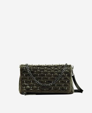 The Kooples FEMME OLIVE_01 pochette h&eacute;ritage small en cuir verte