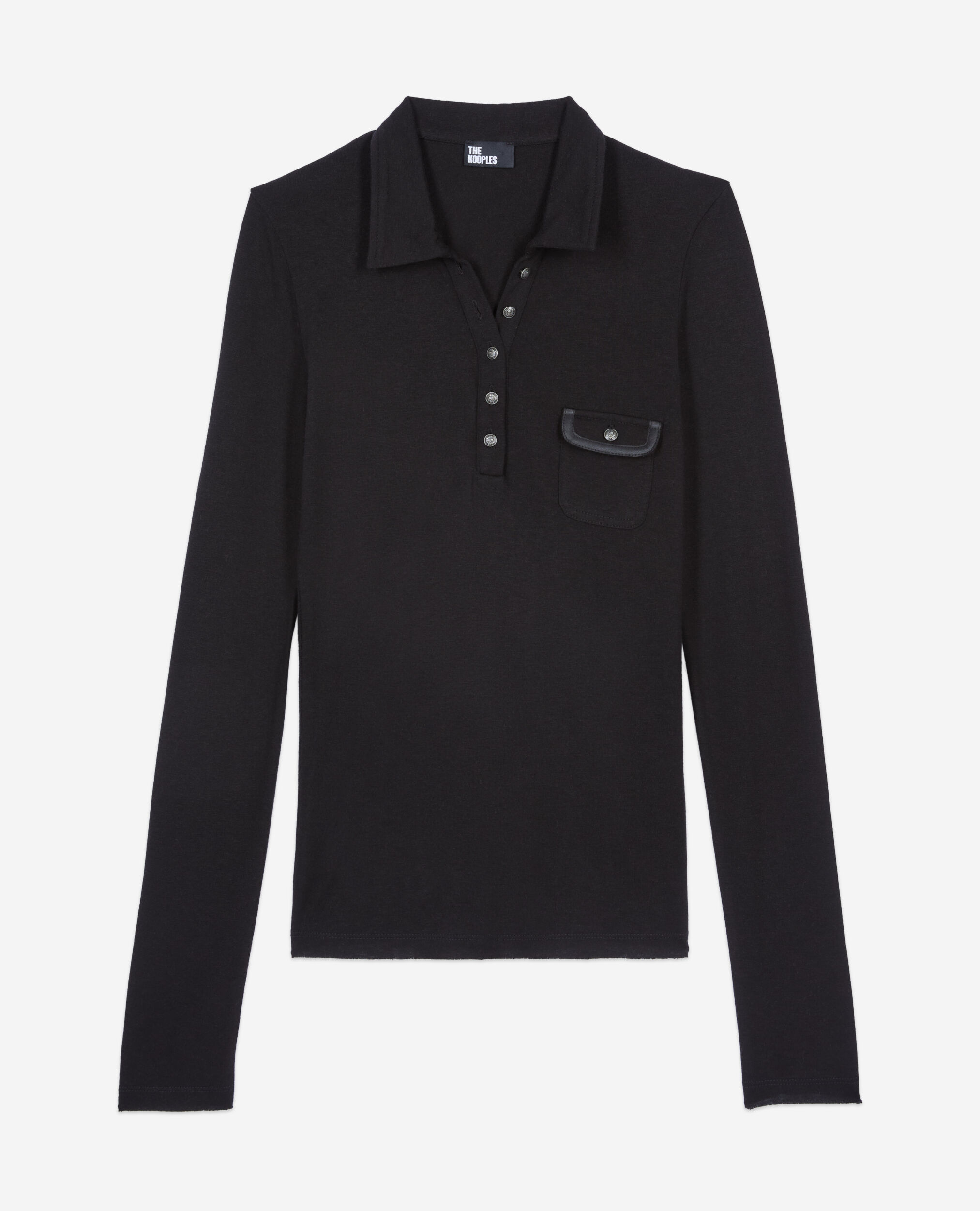 Polo manches longues noir, BLACK, hi-res image number null