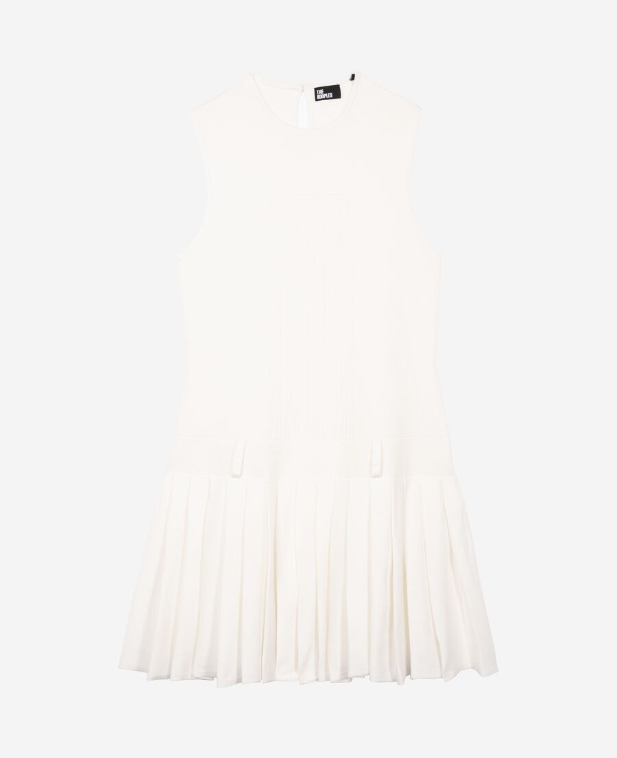 The Kooples WOMEN LIGHT BEIGE short dress in ecru pleated mesh