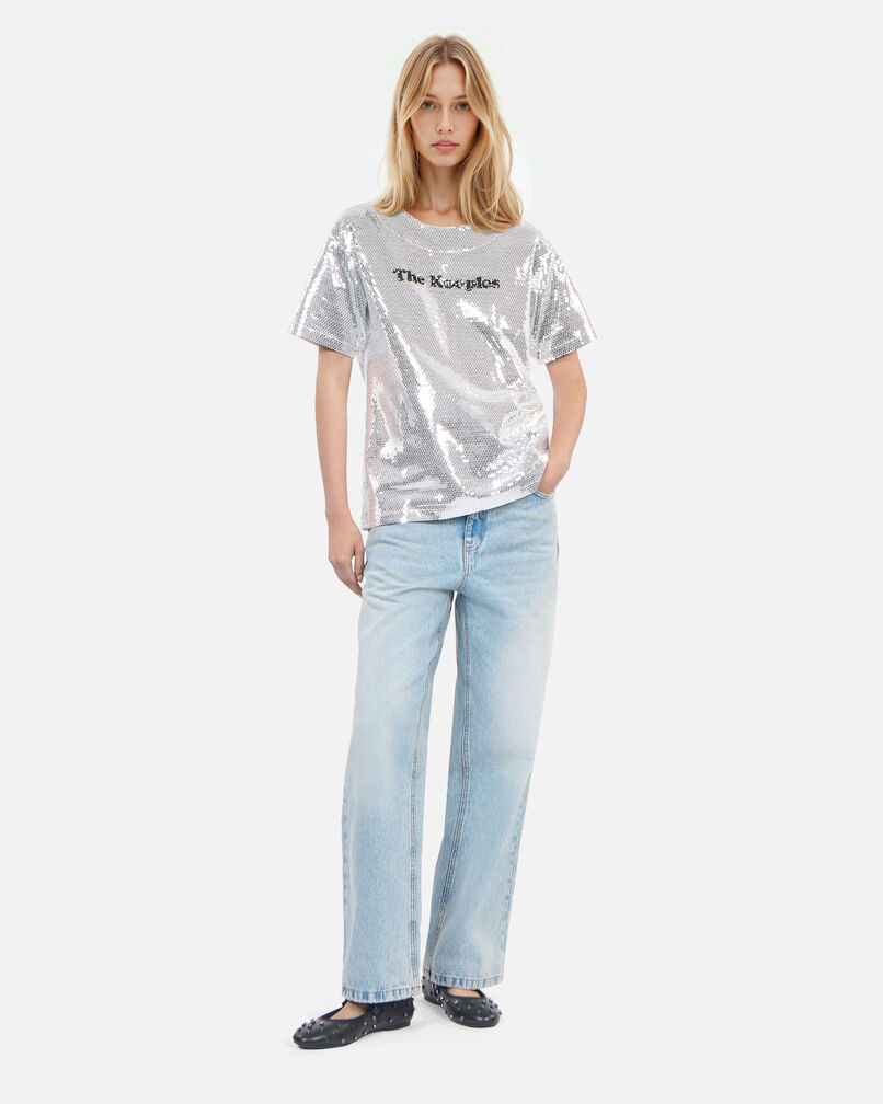 The Kooples FEMME SEQUINS t-shirt à sequins argenté