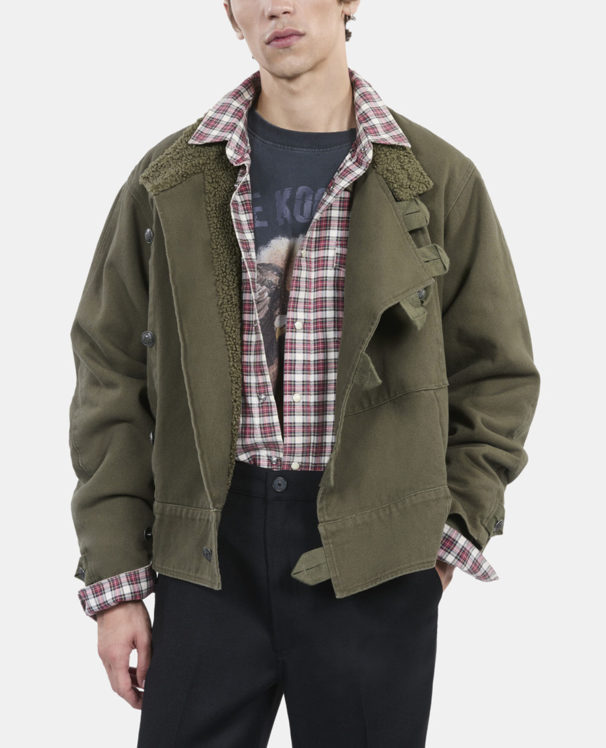 Khaki officer-style jacket, OLIVE NIGHT, hi-res image number null