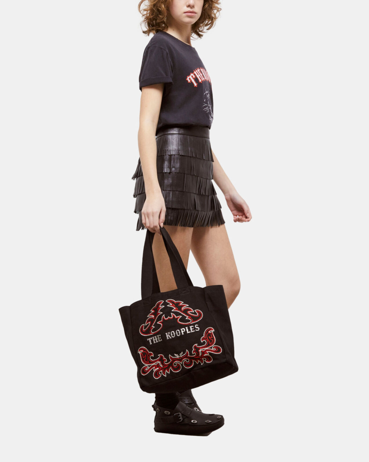 The Kooples FEMME BLACK jupe courte en cuir noire