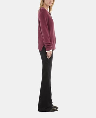 The Kooples WOMEN AUBERGINE burgundy cashmere sweater