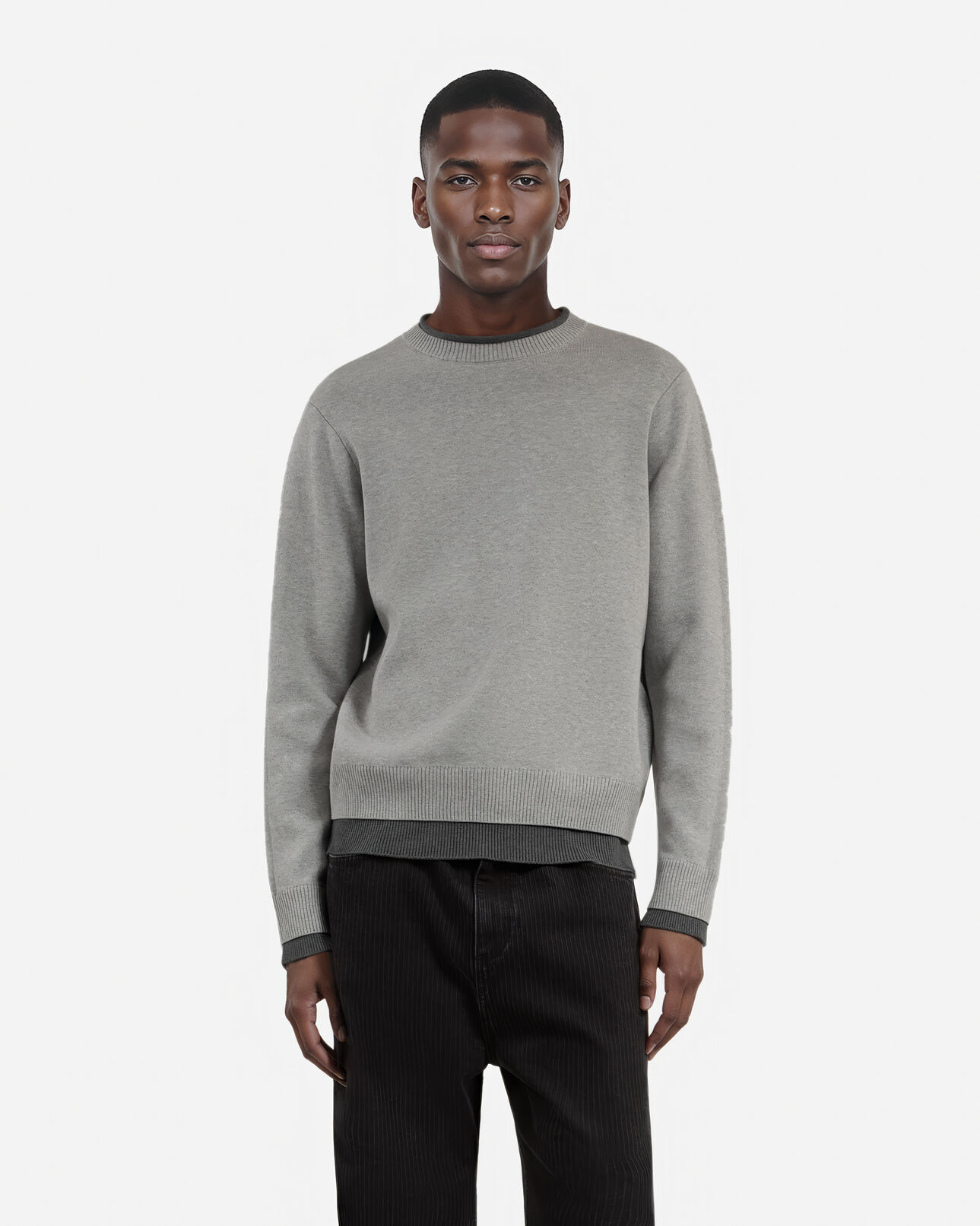 The Kooples HOMME MIDDLE GREY / ANTHRACITE pull en coton gris