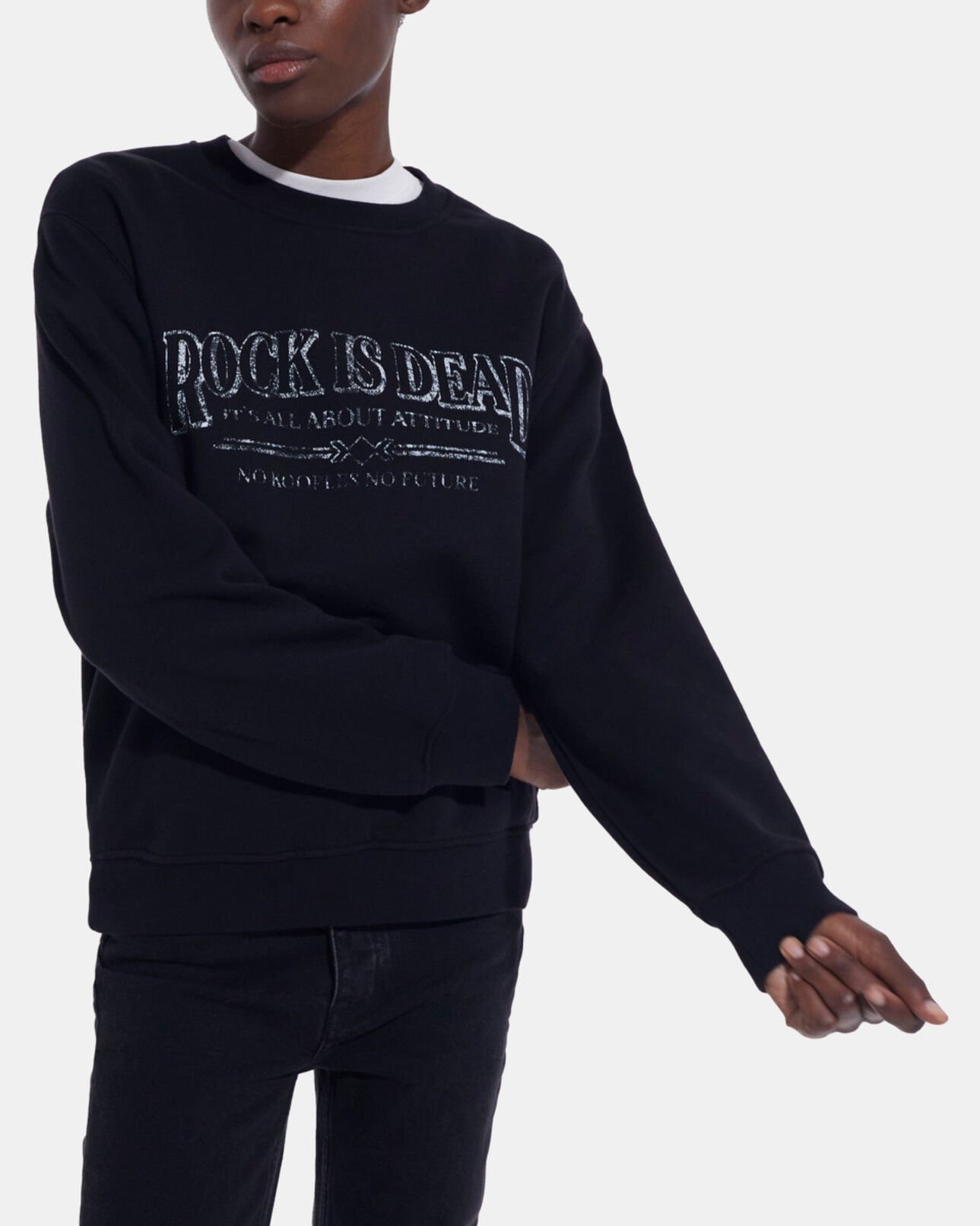 The Kooples WOMEN BLACK WASHED black sweatshirt with screen print