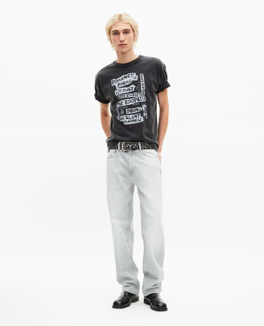 The Kooples HOMBRE BLACK WASHED camiseta negra con serigraf&iacute;a romance poems