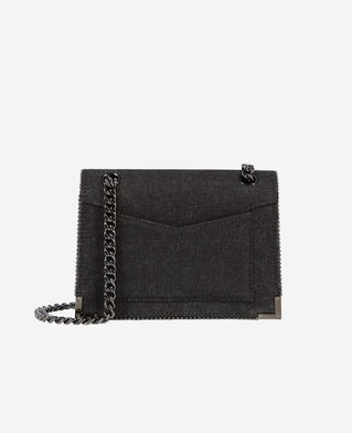 The Kooples F BLACK DENIM emily black denim chain bag