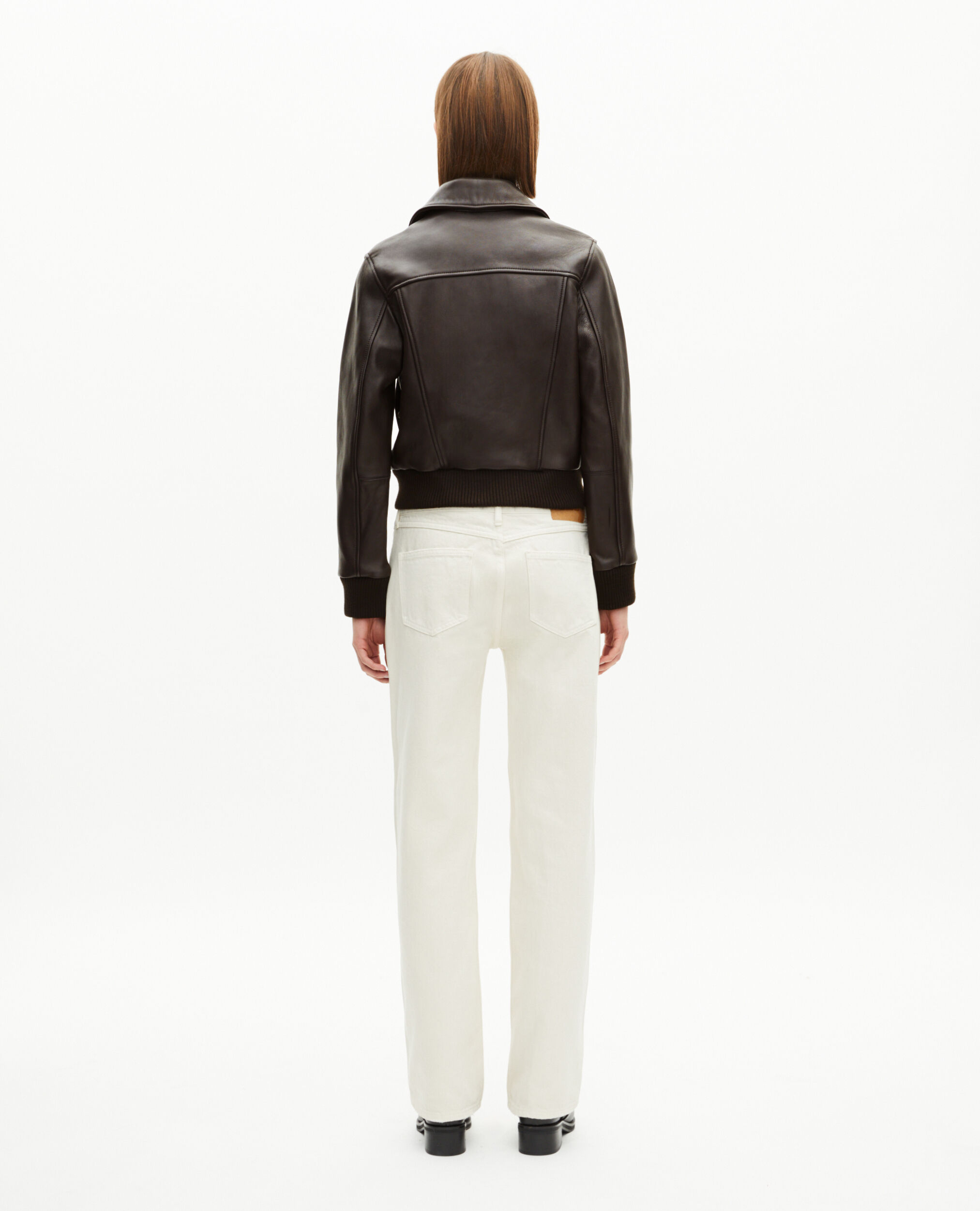 Leather short drizller jacket 短丈 Short brown leather jacket | The Kooples US