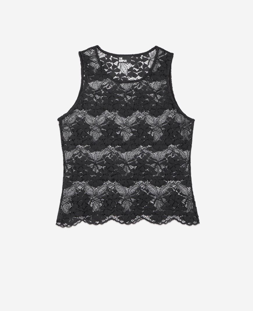 The Kooples DAMEN BLACK schwarzes spitzenoberteil