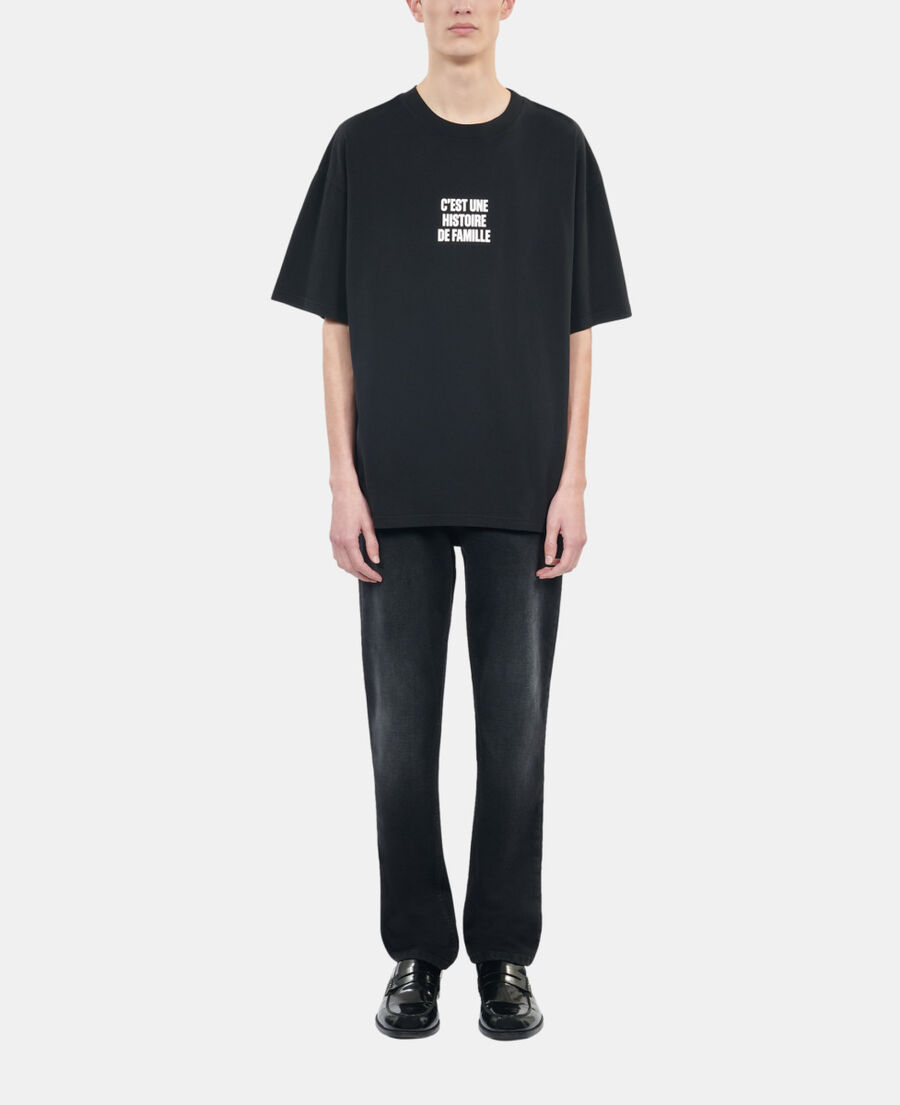 The Kooples H BLACK WASHED black histoire de famille serigraphy t-shirt
